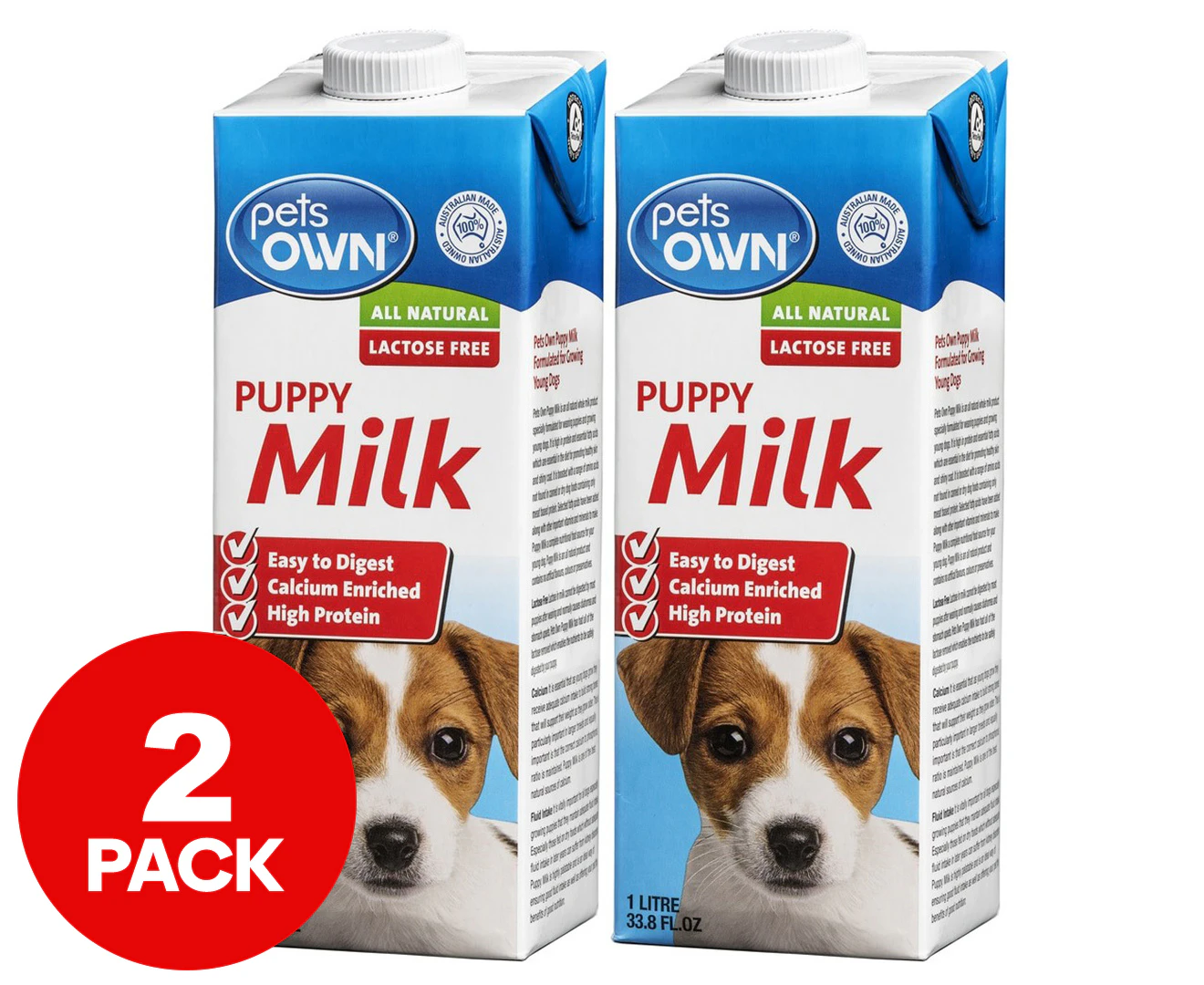 2 x Pets Own Puppy Milk 1L