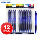 2 x Penline Office Retractable Ballpoint Pens 6-Pack - Blue