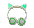 Joyroom Kids Wired Headphones Bluetooth Over Ear with LED Glowing Kids Headsets for Girls Boys-WhiteGreen(Button Batteries)