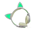 Joyroom Kids Wired Headphones Bluetooth Over Ear with LED Glowing Kids Headsets for Girls Boys-WhiteGreen(Button Batteries)