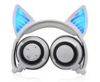 Ymall Kids Wireless Headphones Bluetooth Over Ear with Only Cat Ears LED Glowing Kids Headsets for Girls Boys-White