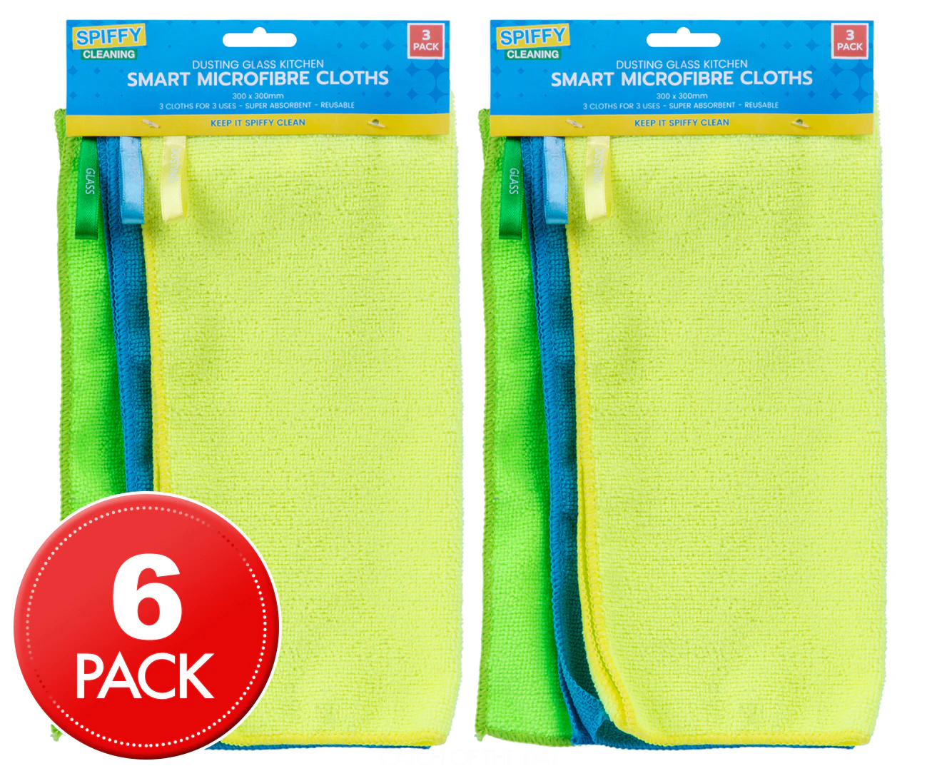 2 x Spiffy Smart Microfibre Cloths w/ Labels 3pk