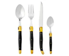 Laguiole 24-Piece Debutant Cutlery Set - Black/Gold