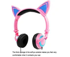 Joyroom Kids Wired Headphones Bluetooth Over Ear with LED Glowing Kids Headsets for Girls Boys-PinkBlue(Button Batteries)