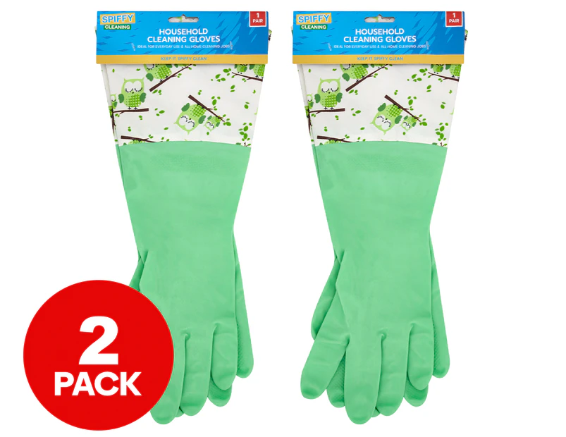 2 x Spiffy Household Latex Cleaning Gloves