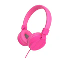 Ymall GS778 Lightweight Stereo Foldable Wired Headphones for Kids Adults Adjustable Headband Headset for Phone/PC-Pink