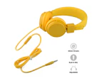 Ymall GS778 Lightweight Stereo Foldable Wired Headphones for Kids Adults Adjustable Headband Headset for Phone/PC-Yellow