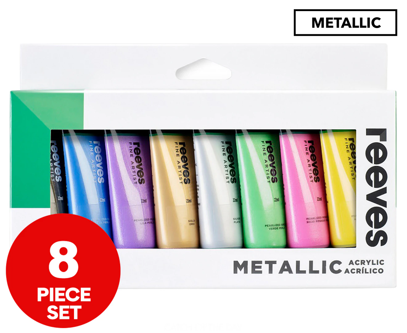 Reeves 8-Piece Artists' Acrylic Paint Set 22mL - Metallic