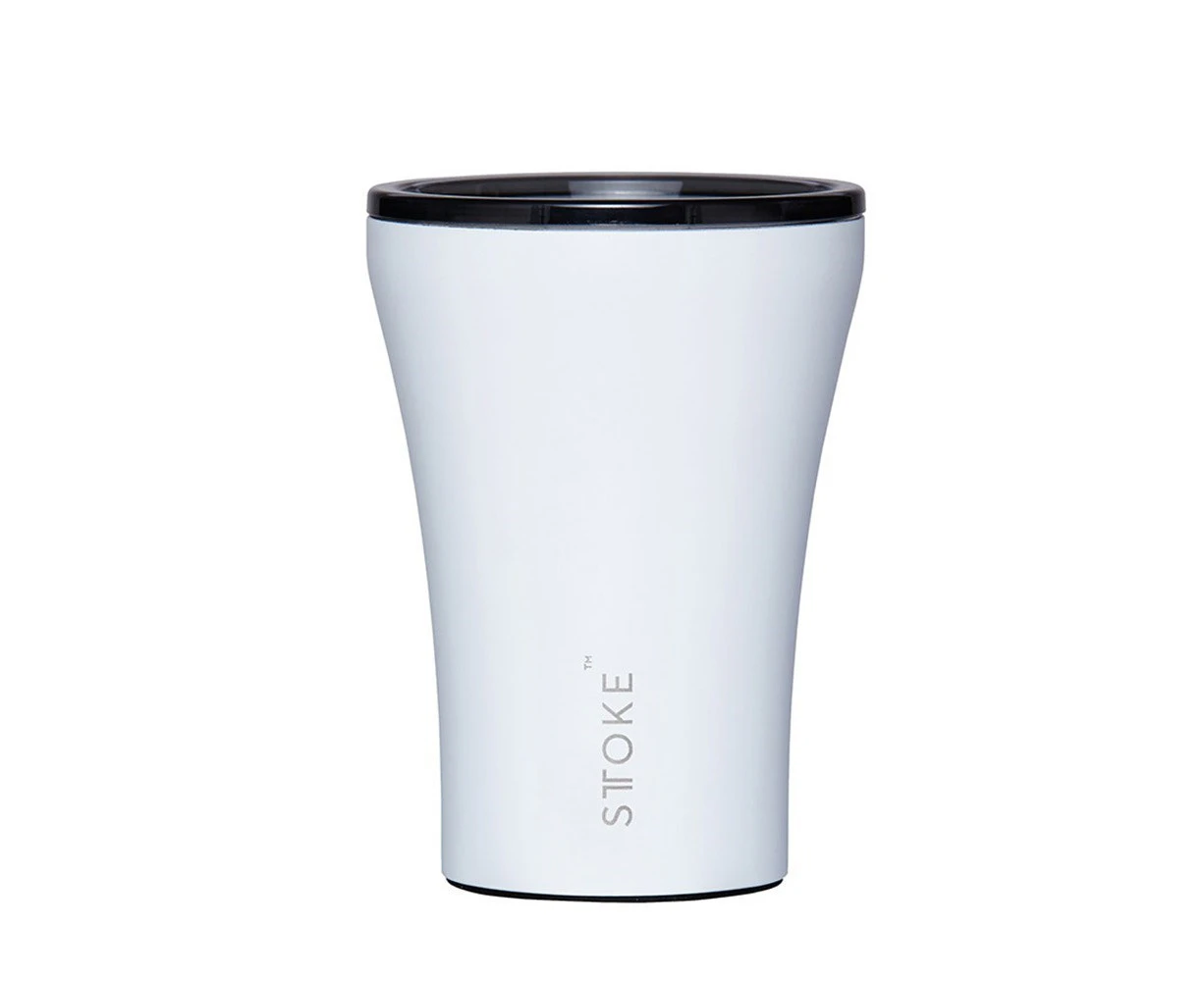 Sttoke Ceramic & Stainless Steel Reusable Coffee Cup 236ml (8oz) Angel White