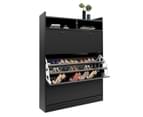 45 Pairs Wood Shoe Cabinet Rack Storage Shelves in Black Finish 1