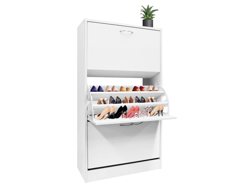 Modern 3-Drawer Shoe Cabinet 45 Pairs Shoe Organizer Rack