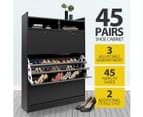 45 Pairs Wood Shoe Cabinet Rack Storage Shelves in Black Finish 10