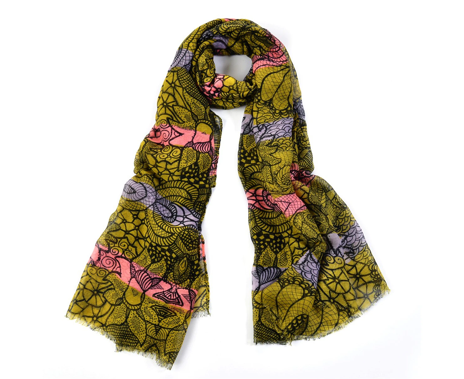 Women Fashion Accessory Bohemia/Street Floral Folk Pattern Scarf/Wrap/Shawl Yellow