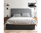 Storage Gas Lift Bed Frame with Diamond Tufted Bed Head in King, Queen and Double Size (Charcoal Fabric)