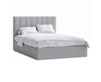 Storage Gas Lift Bed Frame with Vertical Panels in King, Queen and Double Size (Grey Fabric)