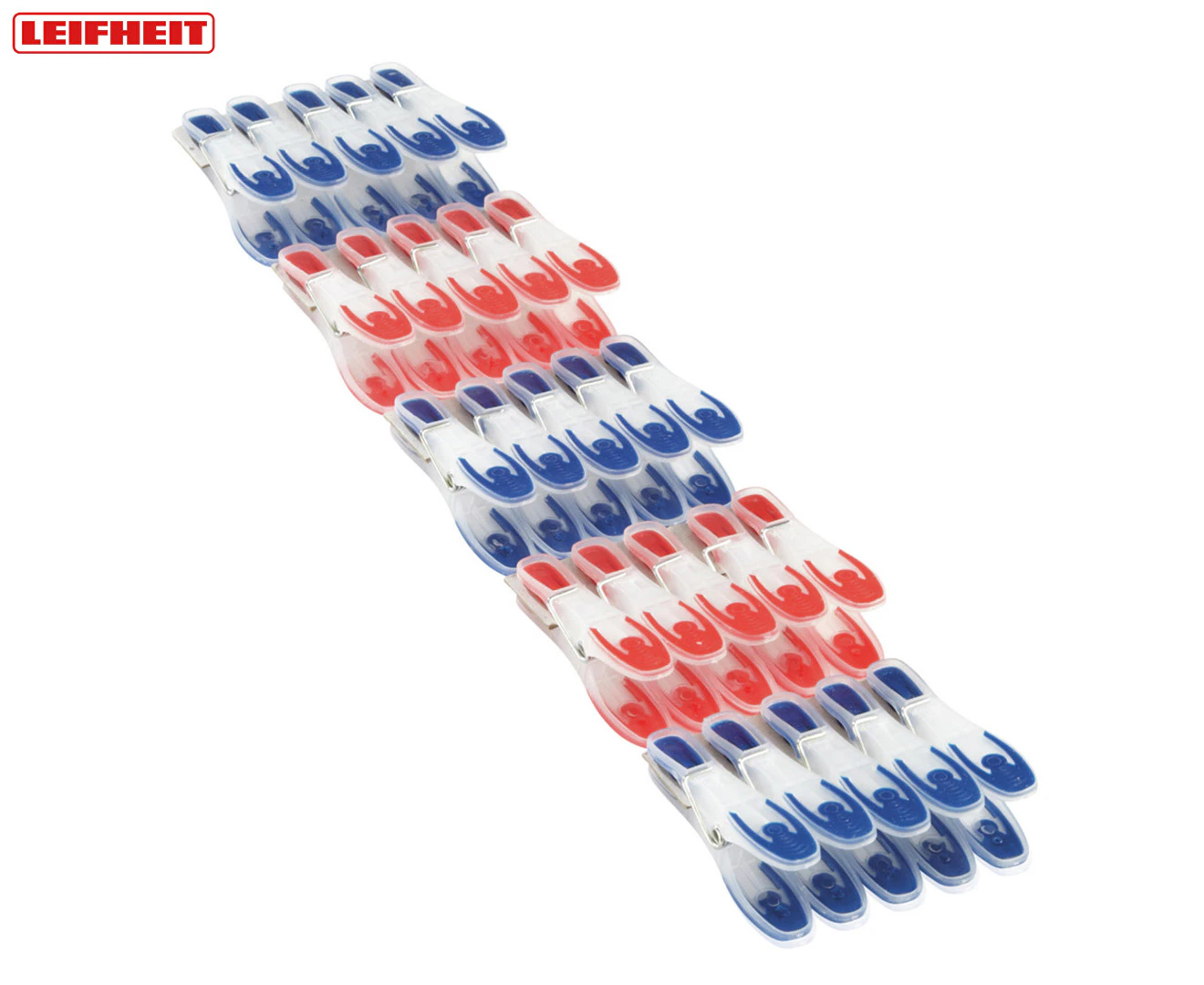 25pc Leifheit Laundry Pegs/Clothespin Soft Clipping Wide Handle Set Blue/Red