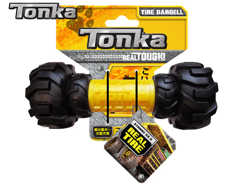 Tonka 17.5cm Axle Tread Dog Feeder Toy - Black/Yellow