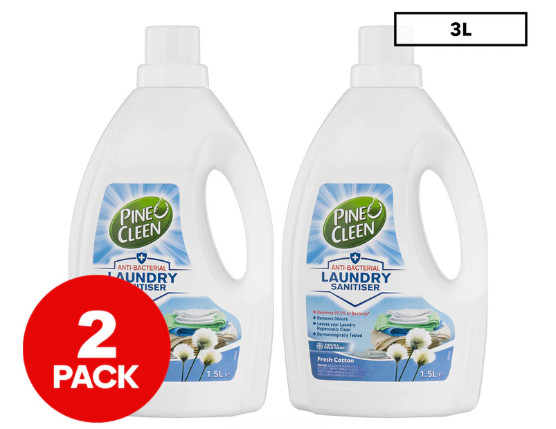 2 x Pine O Cleen Laundry Sanitiser Fresh Cotton 1.5L