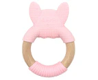 BibiBaby Frankie Frenchie Teething Ring - Pink/White