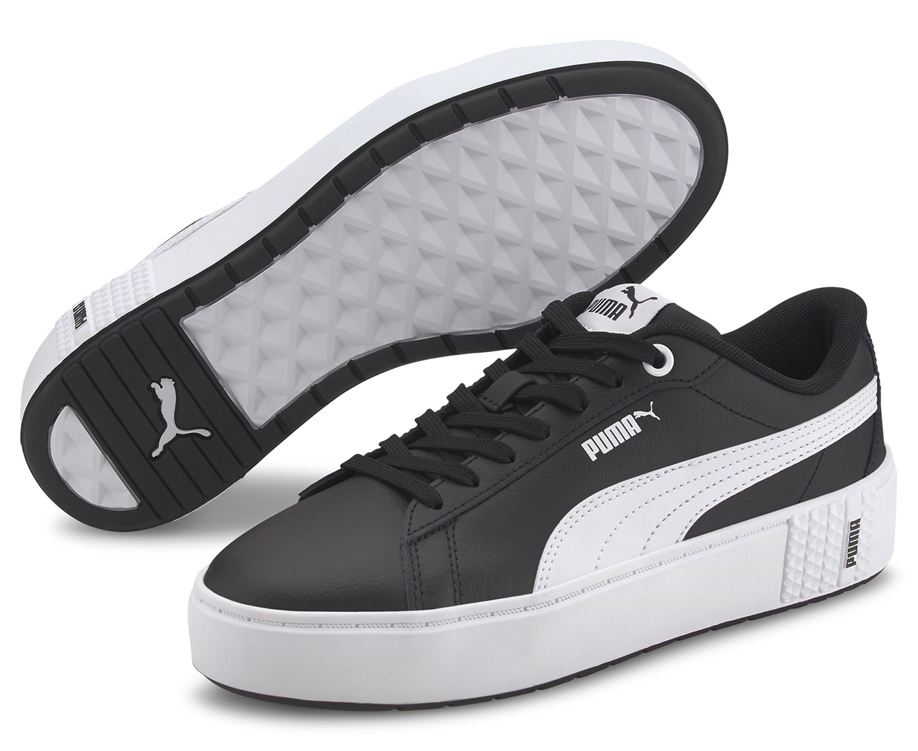 Puma Women's Smash Platform V2 Leather Sneakers - Black/White | Catch ...