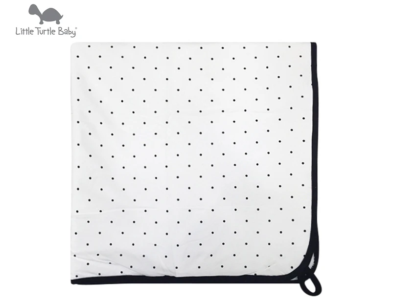 Little Turtle Baby Hooded Towel - White/Black Dots