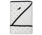 Little Turtle Baby Hooded Towel - White/Black Dots