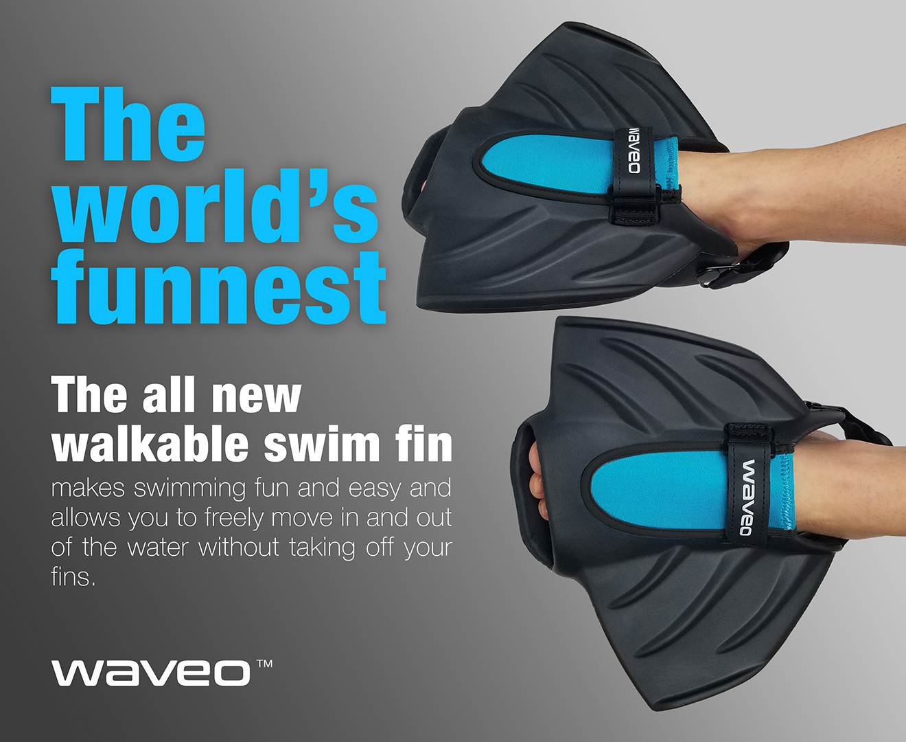 Waveo Adult Large Walkable Swim Fins - Blue | Catch.com.au