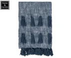 Raine & Humble 130x170cm Chambray Cotton Slub Throw w/ Tassels - Pursian Blue