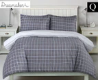 Dreamaker Williams Printed Cotton Sateen Queen Bed Quilt Cover Set - Grey