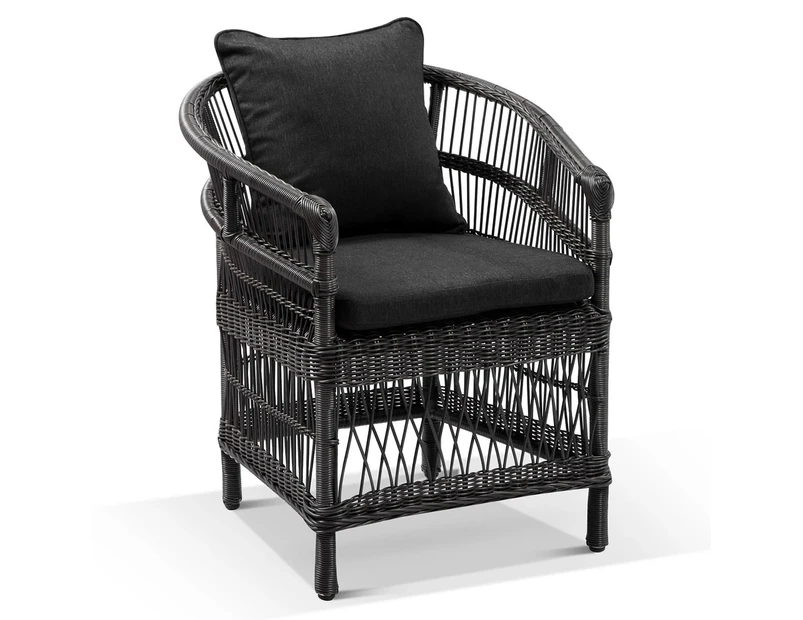 Malawi Outdoor Wicker and Aluminium Dining Chair - Outdoor Chairs - Charcoal