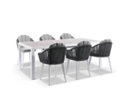 Outdoor Southport Outdoor 2.17M Aluminium And Ceramic Table With 8 Alpine Rope Chair - Outdoor Dining Settings - Frost White