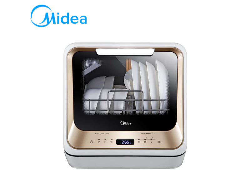 MIDEA Benchtop Mini Dishwasher touch control 1-24 hours delay LED display