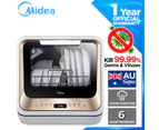 MIDEA Benchtop Mini Dishwasher touch control 1-24 hours delay LED display
