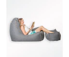 Vintage Bean Bag Chair and Ottomon - Charcoal | Indoor Décor & Furnishing | Designer Beanbags - Linen