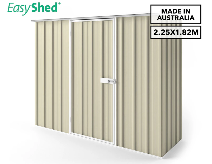 EasyShed 2.25x1.82m Single Door Flat Roof Garden Shed - Smooth Cream