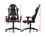 Levede Executive Gaming Office Chair Racing Computer PU Leather Recliner Red - Red