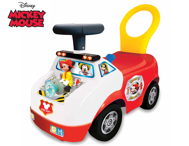 Kiddieland Mickey Mouse Mickey Activity Fire Truck Ride-On Toy - Red