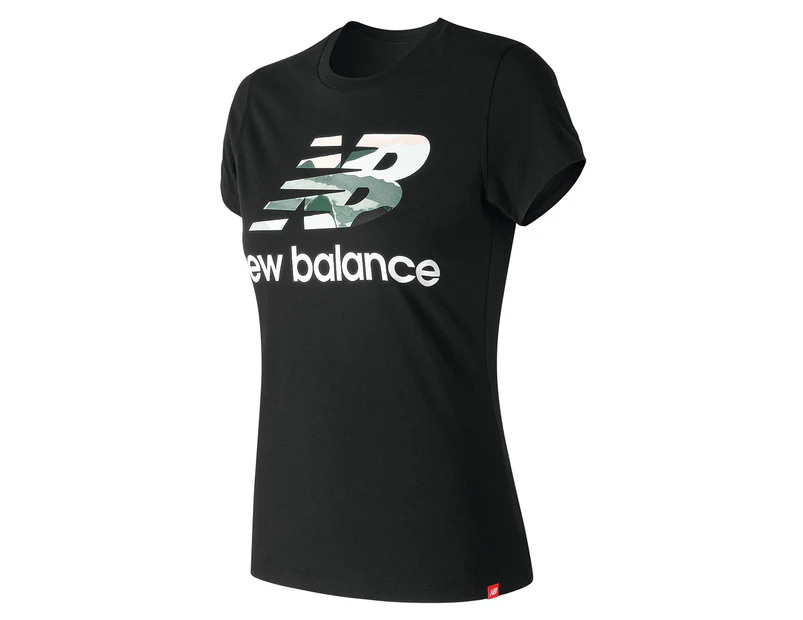 New Balance Women's Essentials Aqua Camo Tee / T-Shirt / Tshirt - Black