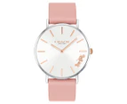 Coach Women's 36mm Perry Leather Watch - Silver White/Blush/Silver