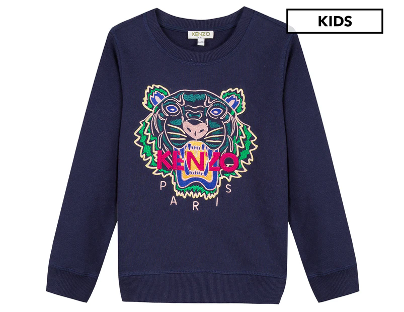KENZO Girls' Embroidered Tiger Sweater - Navy