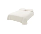 DreamZ Queen Size 4 Piece Bed Sheet Set Flat Fitted Pillowcase Cream colour - Available in 7 Colours