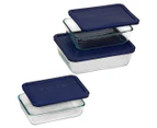 Pyrex 6-Piece Simply Store Rectangular Container Set - Clear/Blue