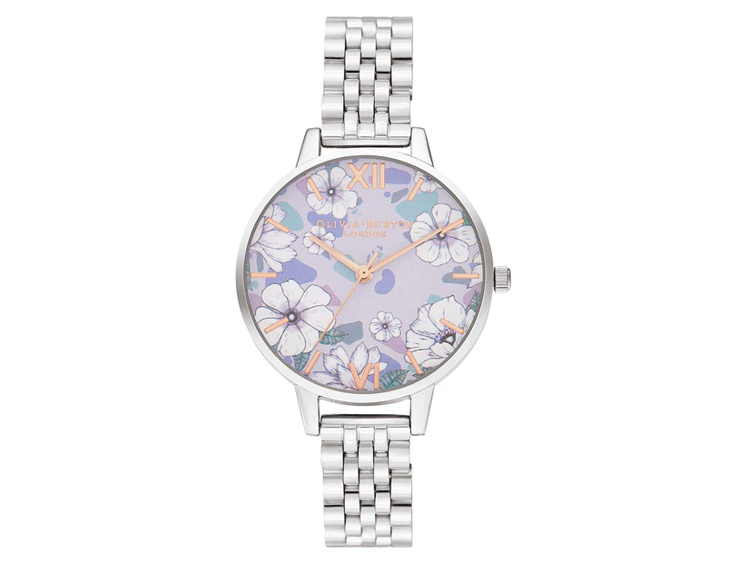 Olivia Burton Women's 34mm Groovy Blooms Stainless Steel Bracelet Watch - Silver
