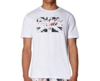 Ben Sherman Men's Floral Union Jack Tee / T-Shirt / Tshirt - White