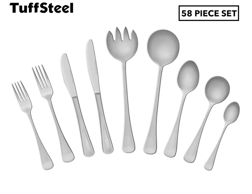 TuffSteel 58-Piece Platinum Cutlery Set - Silver