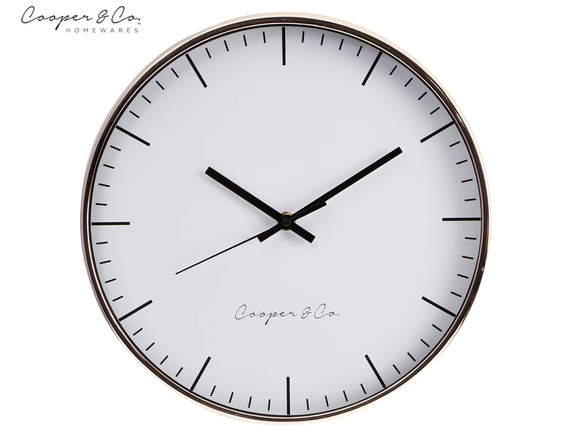 Cooper & Co. 30cm Nelson Silent Movement Round Wall Clock - Copper/White