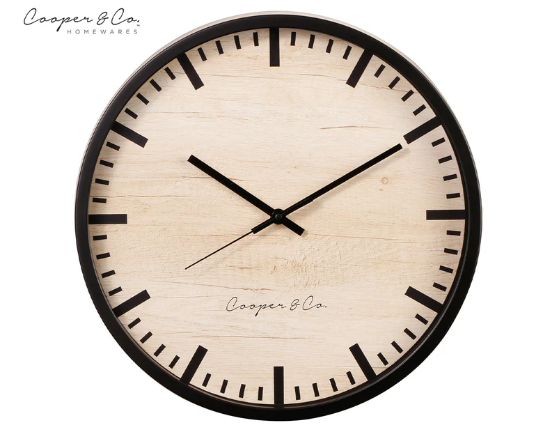 Cooper & Co. 35cm Solomon Silent Movement Round Wall Clock - Black/Natural