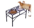 Pawz Dual Elevated Raised Pet Dog Feeder Bowl Stainless Steel Food Water Stand