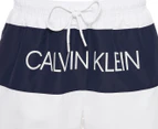 Calvin Klein Swimwear Men's Medium Leg Placed Logo Drawstring Boardshorts - Classic White