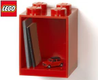 LEGO 4-Knob Stackable Brick Shelf - Red